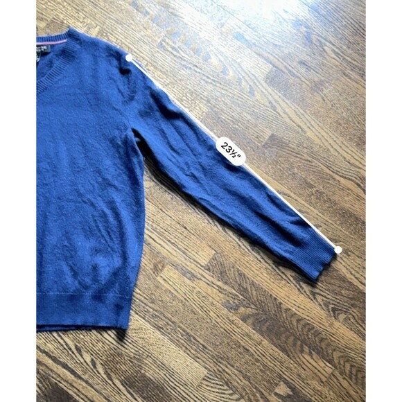 Banana Republic Men Sweater V-Neck Extra Fine Italian Merino Wool Blue Sz S - Picture 5 of 6